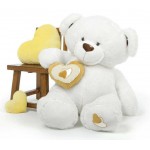 White 5 Feet Big Teddy Bear with a heart